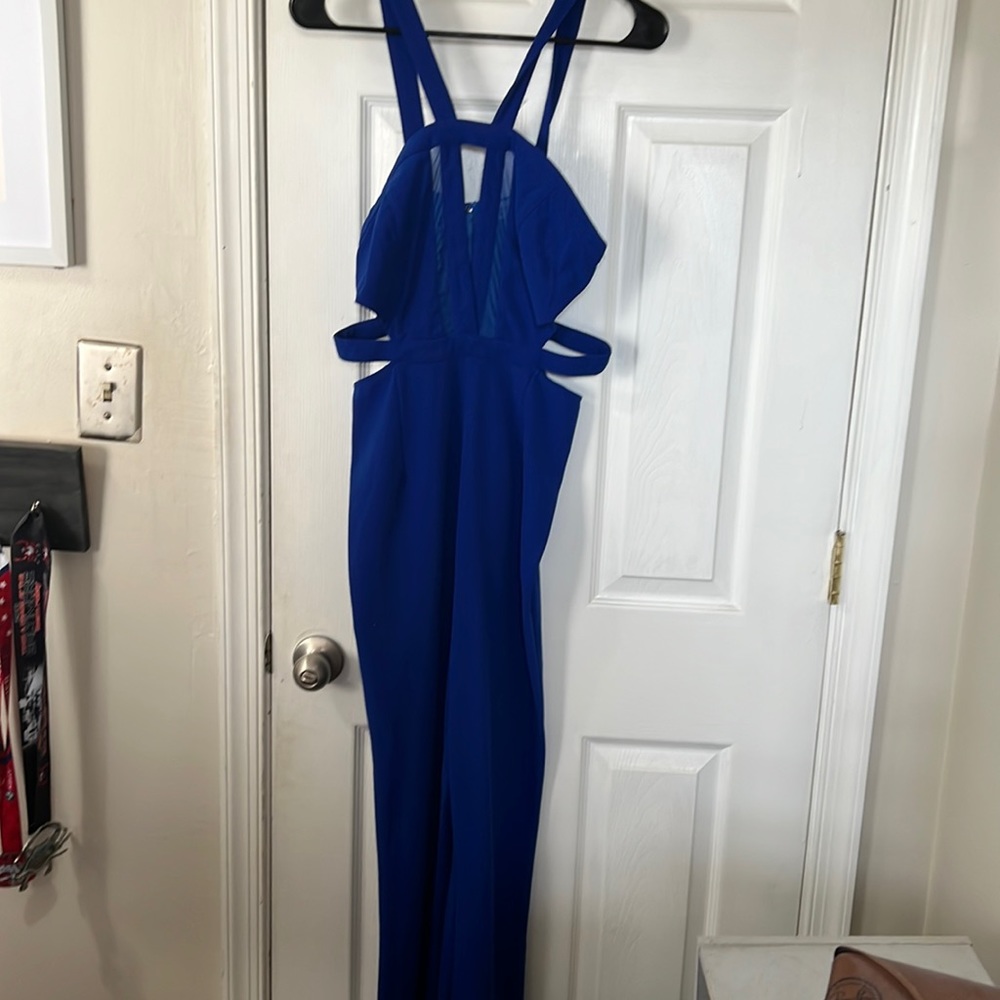Royal blue cut out jumpsuit
